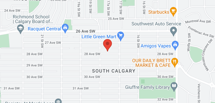 map of 1826 28 Avenue SW